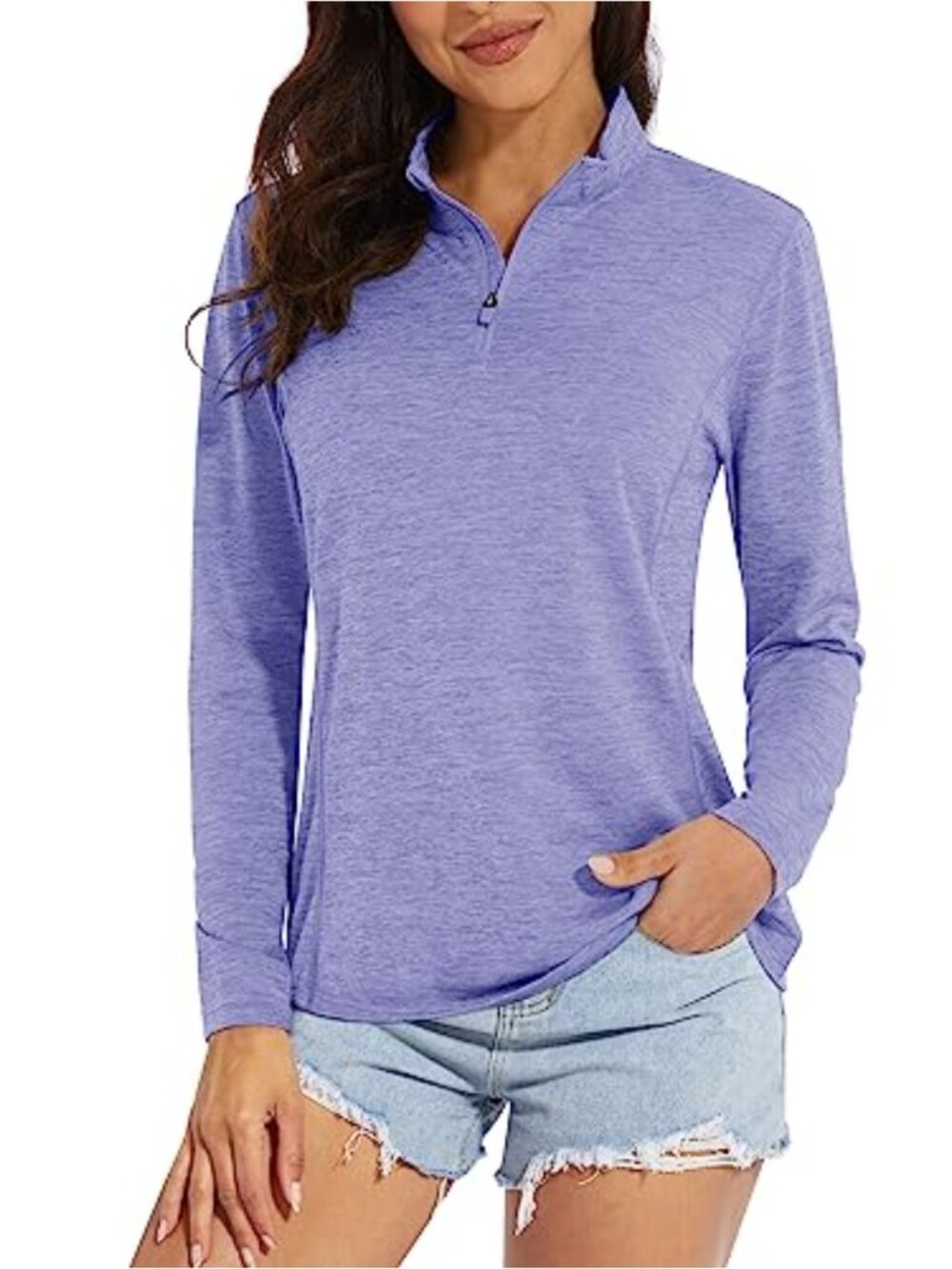 Women's Quarter Zip Pullover Long Sleeve Shirt UPF 50+ Quick Dry Athletic